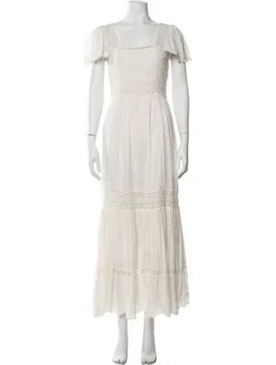 Pre-owned Loveshackfancy Square Neckline Long Dress In White