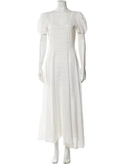Pre-owned Loveshackfancy Square Neckline Long Dress In White