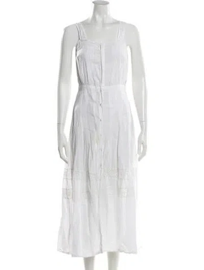 Pre-owned Loveshackfancy Square Neckline Long Dress In White