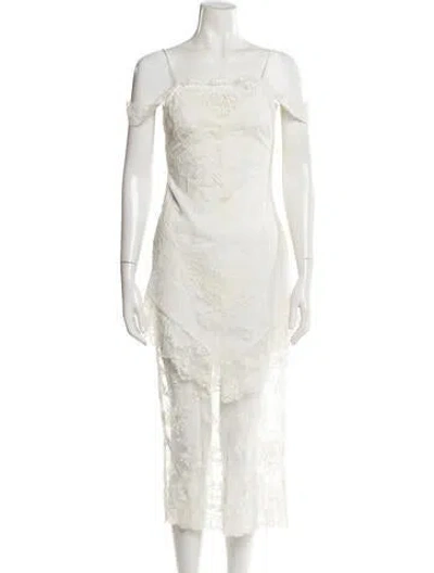 Pre-owned Loveshackfancy Square Neckline Long Dress In White