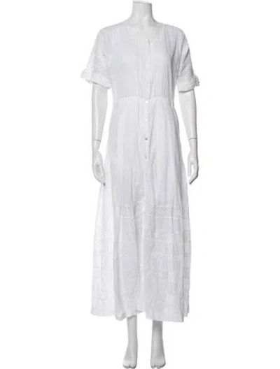 Pre-owned Loveshackfancy Square Neckline Long Dress In White