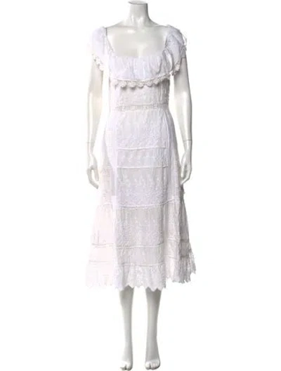 Pre-owned Loveshackfancy Square Neckline Midi Length Dress In Neutral