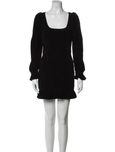 Pre-owned Loveshackfancy Square Neckline Mini Dress In Black