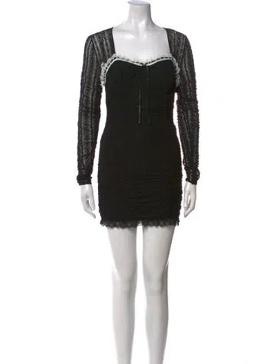 Pre-owned Loveshackfancy Square Neckline Mini Dress In Black