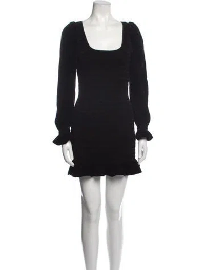 Pre-owned Loveshackfancy Square Neckline Mini Dress In Black
