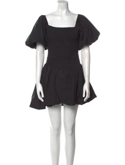Pre-owned Loveshackfancy Square Neckline Mini Dress In Black