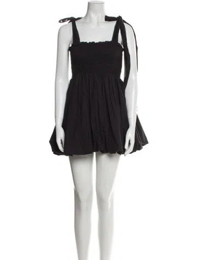 Pre-owned Loveshackfancy Square Neckline Mini Dress In Black
