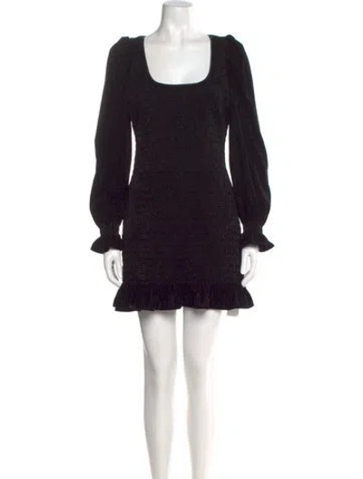 Pre-owned Loveshackfancy Square Neckline Mini Dress In Black