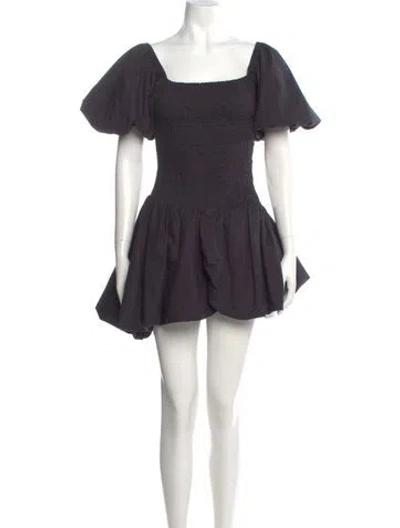 Pre-owned Loveshackfancy Square Neckline Mini Dress In Black