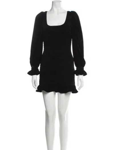 Pre-owned Loveshackfancy Square Neckline Mini Dress In Black