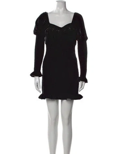 Pre-owned Loveshackfancy Square Neckline Mini Dress In Black