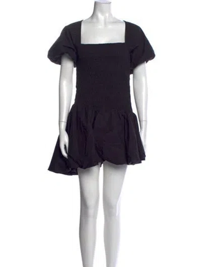 Pre-owned Loveshackfancy Square Neckline Mini Dress In Black