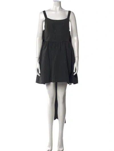 Pre-owned Loveshackfancy Square Neckline Mini Dress In Black