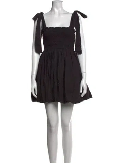 Pre-owned Loveshackfancy Square Neckline Mini Dress In Black