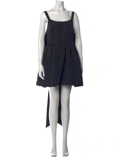 Pre-owned Loveshackfancy Square Neckline Mini Dress In Black