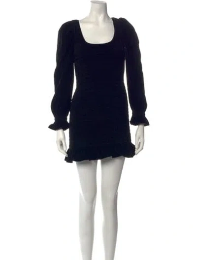 Pre-owned Loveshackfancy Square Neckline Mini Dress In Black