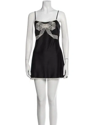 Pre-owned Loveshackfancy Square Neckline Mini Dress In Black