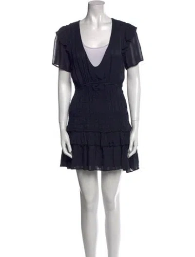 Pre-owned Loveshackfancy Square Neckline Mini Dress In Blue