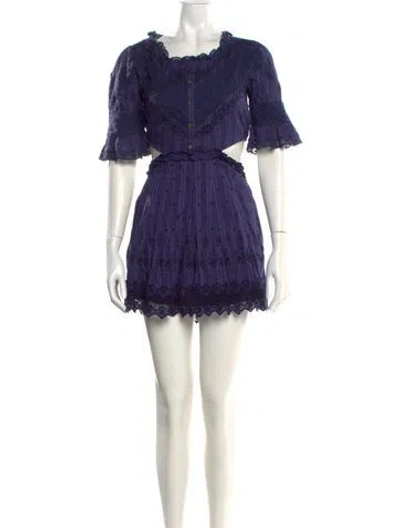 Pre-owned Loveshackfancy Square Neckline Mini Dress In Blue