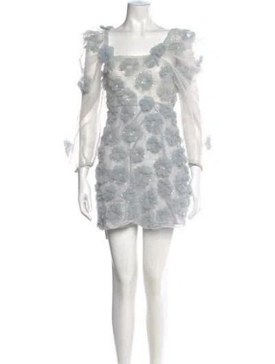 Pre-owned Loveshackfancy Square Neckline Mini Dress In Blue