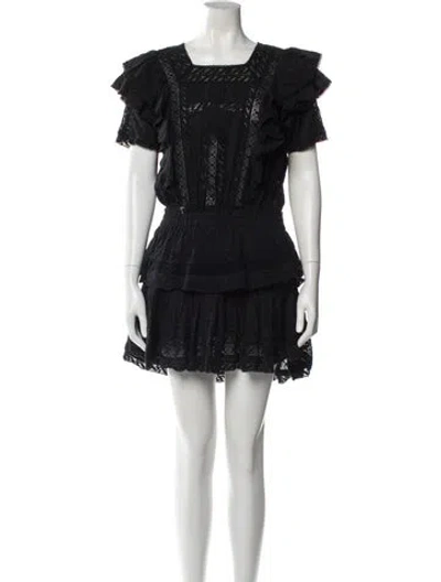 Pre-owned Loveshackfancy Square Neckline Mini Dress In Blue