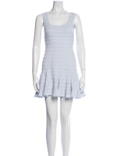 Pre-owned Loveshackfancy Square Neckline Mini Dress In Blue