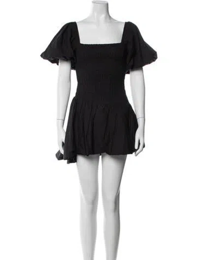 Pre-owned Loveshackfancy Square Neckline Mini Dress In Blue