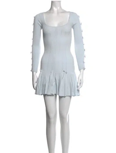 Pre-owned Loveshackfancy Square Neckline Mini Dress In Blue