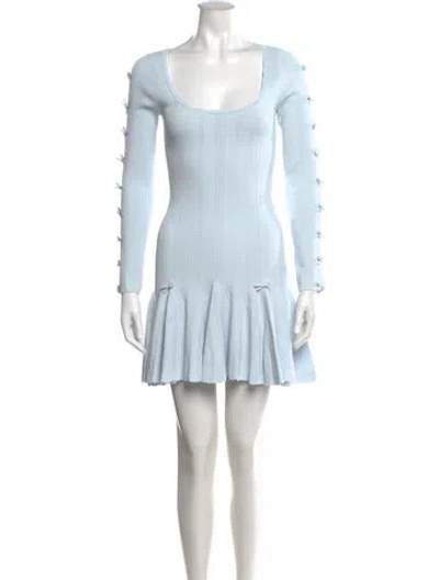 Pre-owned Loveshackfancy Square Neckline Mini Dress In Blue