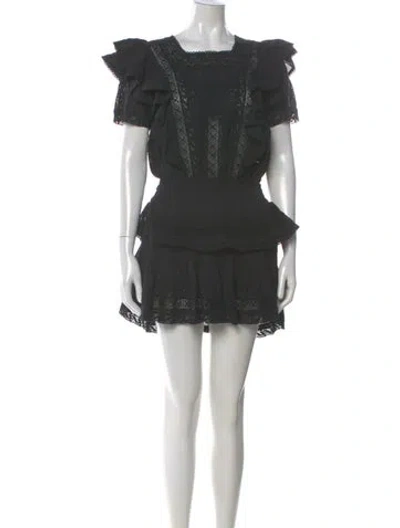 Pre-owned Loveshackfancy Square Neckline Mini Dress In Gray