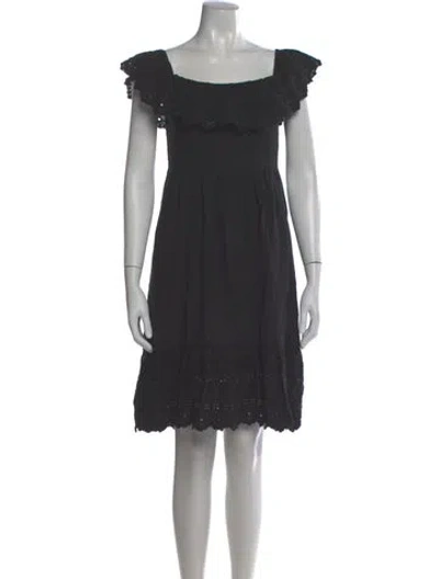 Pre-owned Loveshackfancy Square Neckline Mini Dress In Gray