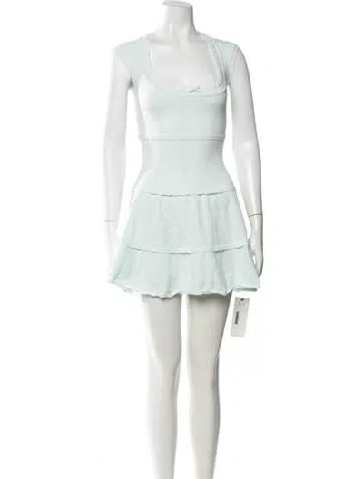 Pre-owned Loveshackfancy Square Neckline Mini Dress In Green