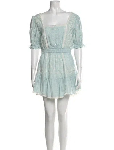 Pre-owned Loveshackfancy Square Neckline Mini Dress In Multi