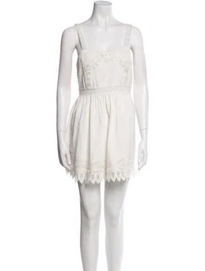 Pre-owned Loveshackfancy Square Neckline Mini Dress In Neutral