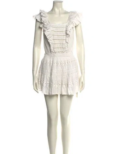 Pre-owned Loveshackfancy Square Neckline Mini Dress In Neutral