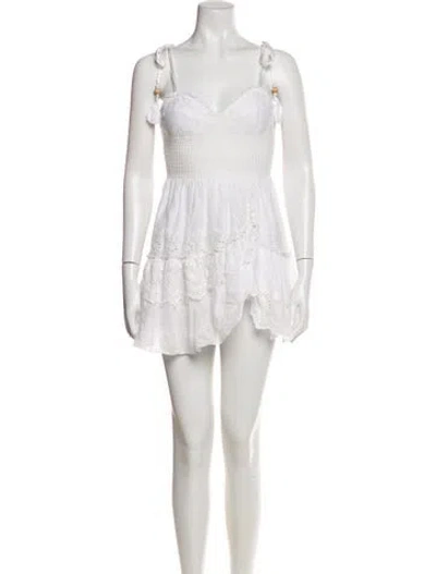 Pre-owned Loveshackfancy Square Neckline Mini Dress In Neutral