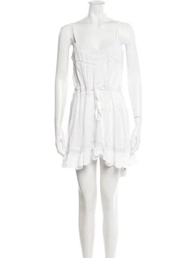 Pre-owned Loveshackfancy Square Neckline Mini Dress In Neutral