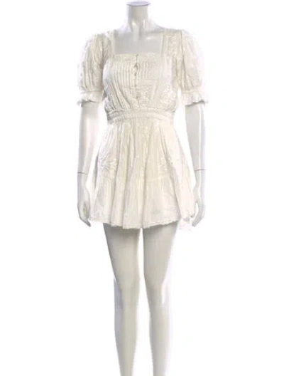 Pre-owned Loveshackfancy Square Neckline Mini Dress In Neutral