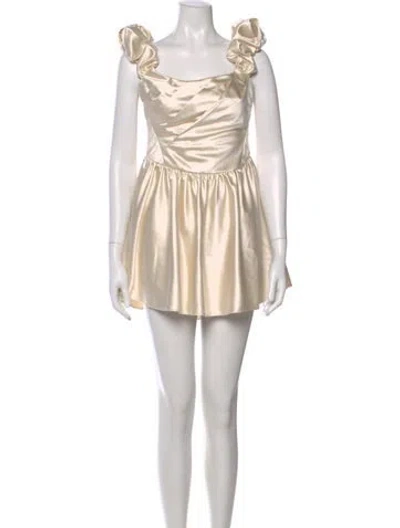 Pre-owned Loveshackfancy Square Neckline Mini Dress In Neutral