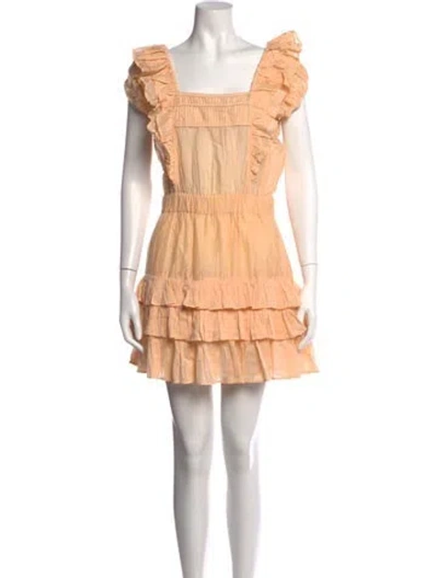Pre-owned Loveshackfancy Square Neckline Mini Dress In Neutrals