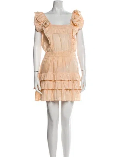 Pre-owned Loveshackfancy Square Neckline Mini Dress In Orange