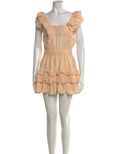 Pre-owned Loveshackfancy Square Neckline Mini Dress In Orange
