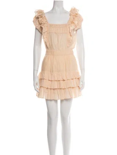 Pre-owned Loveshackfancy Square Neckline Mini Dress In Orange