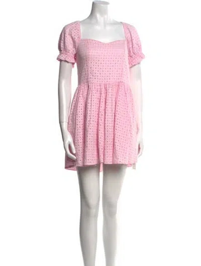 Pre-owned Loveshackfancy Square Neckline Mini Dress In Pink