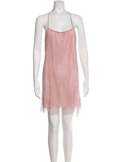 Pre-owned Loveshackfancy Square Neckline Mini Dress In Pink