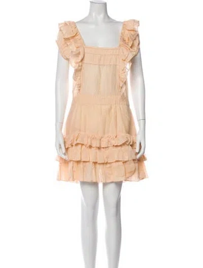 Pre-owned Loveshackfancy Square Neckline Mini Dress In Pink