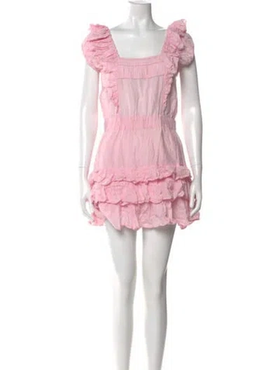 Pre-owned Loveshackfancy Square Neckline Mini Dress In Pink