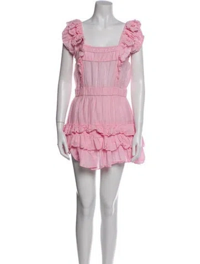 Pre-owned Loveshackfancy Square Neckline Mini Dress In Pink