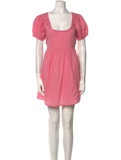 Pre-owned Loveshackfancy Square Neckline Mini Dress In Pink
