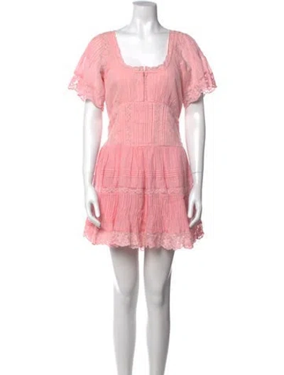 Pre-owned Loveshackfancy Square Neckline Mini Dress In Pink